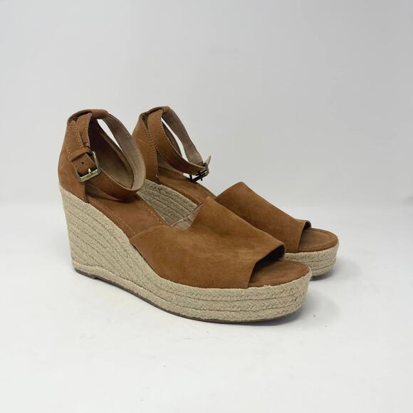 Universal Thread Cognac Brown Faux Suede‎ Espadrille Wedge Sandals - Picture 1 of 8